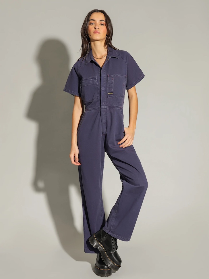 Denim Relaxed Ankle Straight Leg Jumpsuit | Express