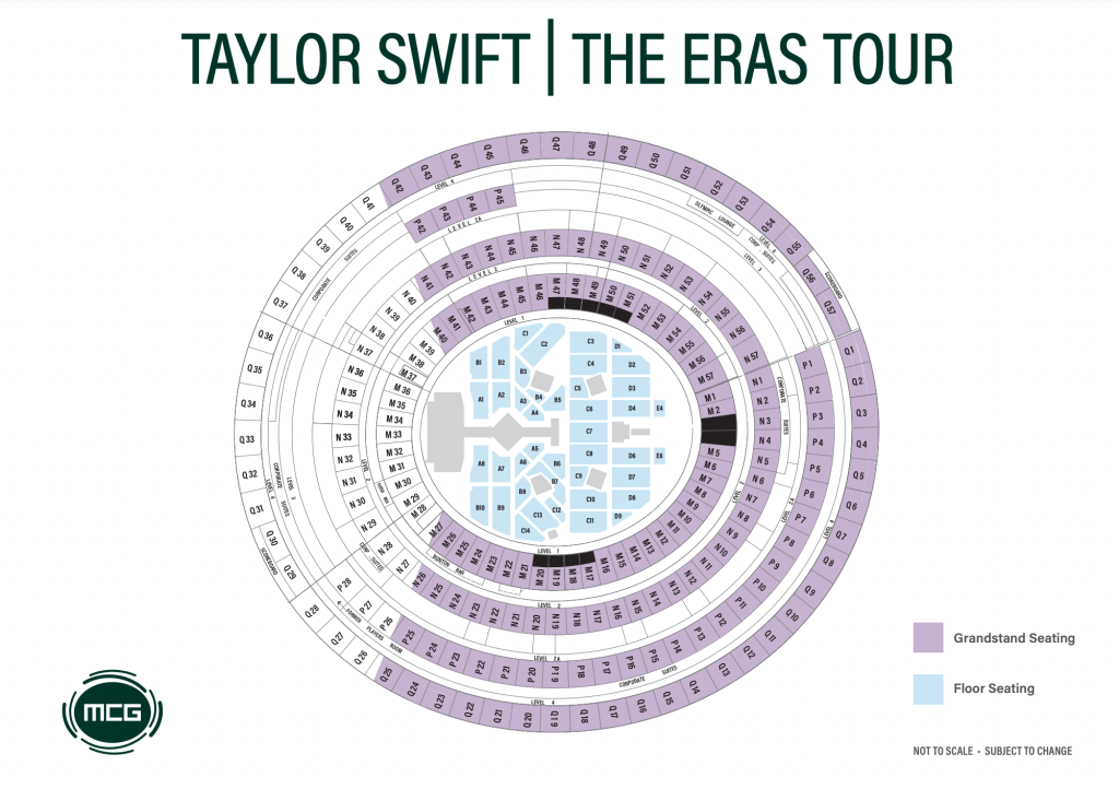eras tour sydney seat map