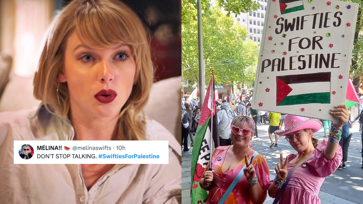 Taylor Swift and Swifties for Palestine and Gaza at a protest